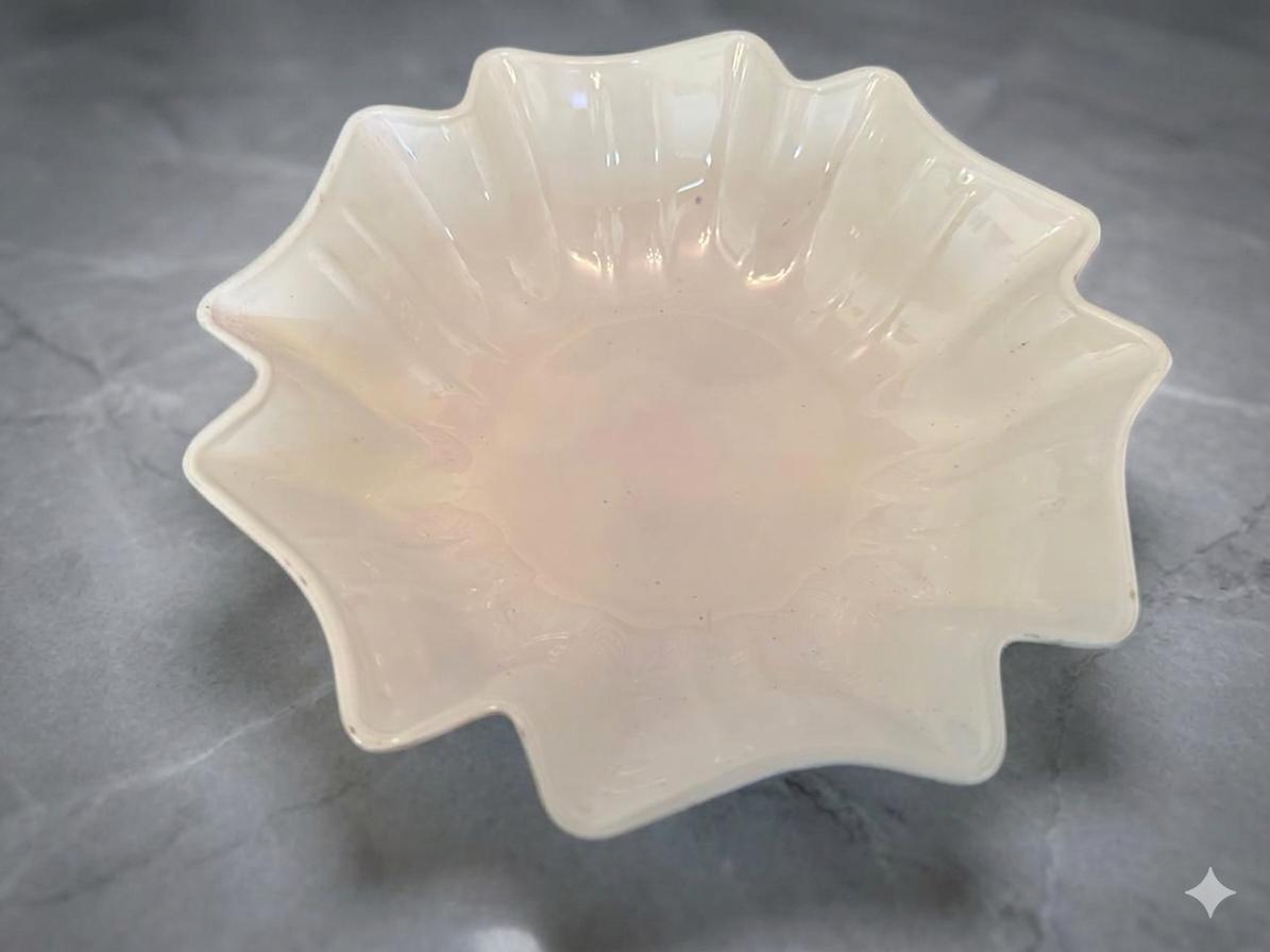 Ivory Sand Candle Bowl with Scalloped Edge Design