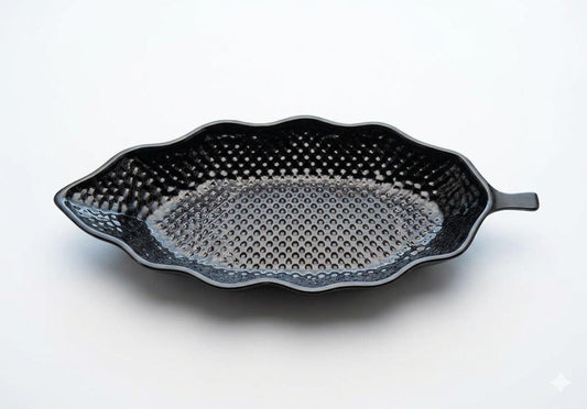 Black Textured Base Sand Candle Tray with Scalloped Edges
