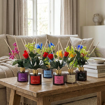 Luxury Floral Reed Diffuser Set – Long-Lasting Home Fragrance with Decorative Flowers 100Ml