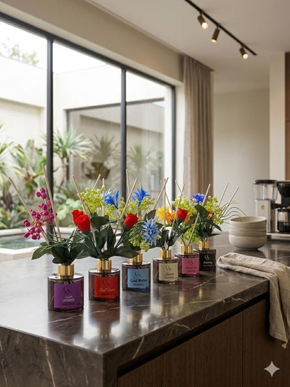 Luxury Floral Reed Diffuser Set – Long-Lasting Home Fragrance with Decorative Flowers 100Ml