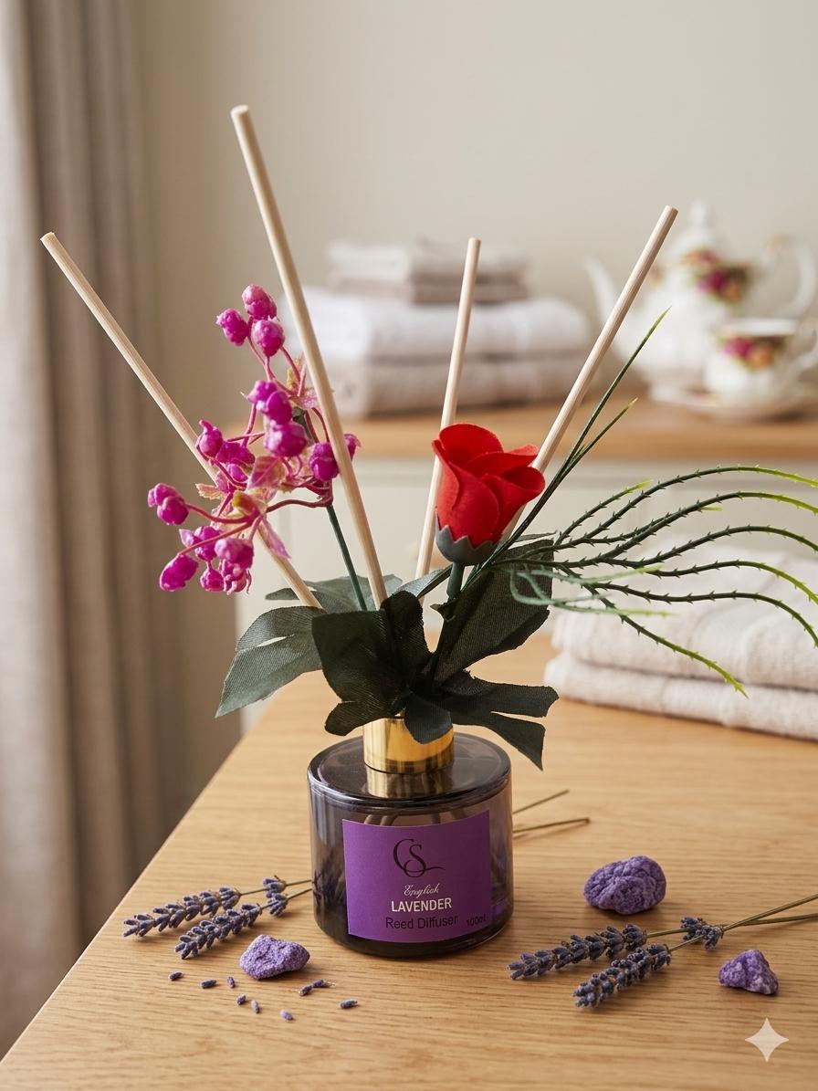Luxury Floral Reed Diffuser Set – Long-Lasting Home Fragrance with Decorative Flowers 100Ml