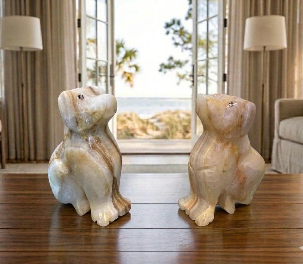 Luxury Onyx Marble Animal Figurines (Set of 2) – Handcrafted Home Decor