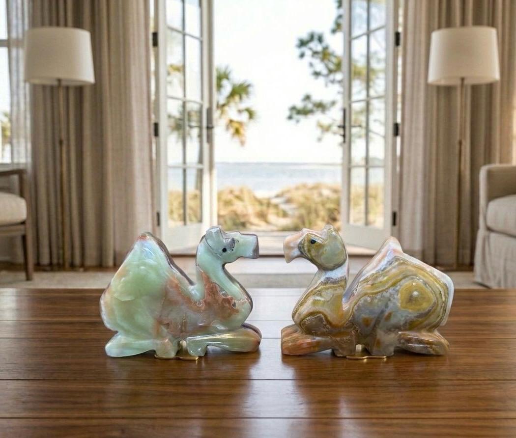 Luxury Onyx Marble Animal Figurines (Set of 2) – Handcrafted Home Decor