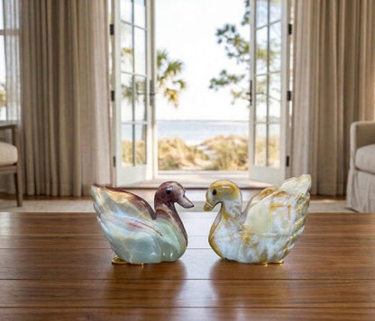 Luxury Onyx Marble Animal Figurines (Set of 2) – Handcrafted Home Decor