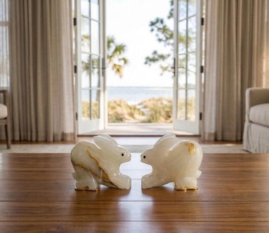 Luxury Onyx Marble Animal Figurines (Set of 2) – Handcrafted Home Decor