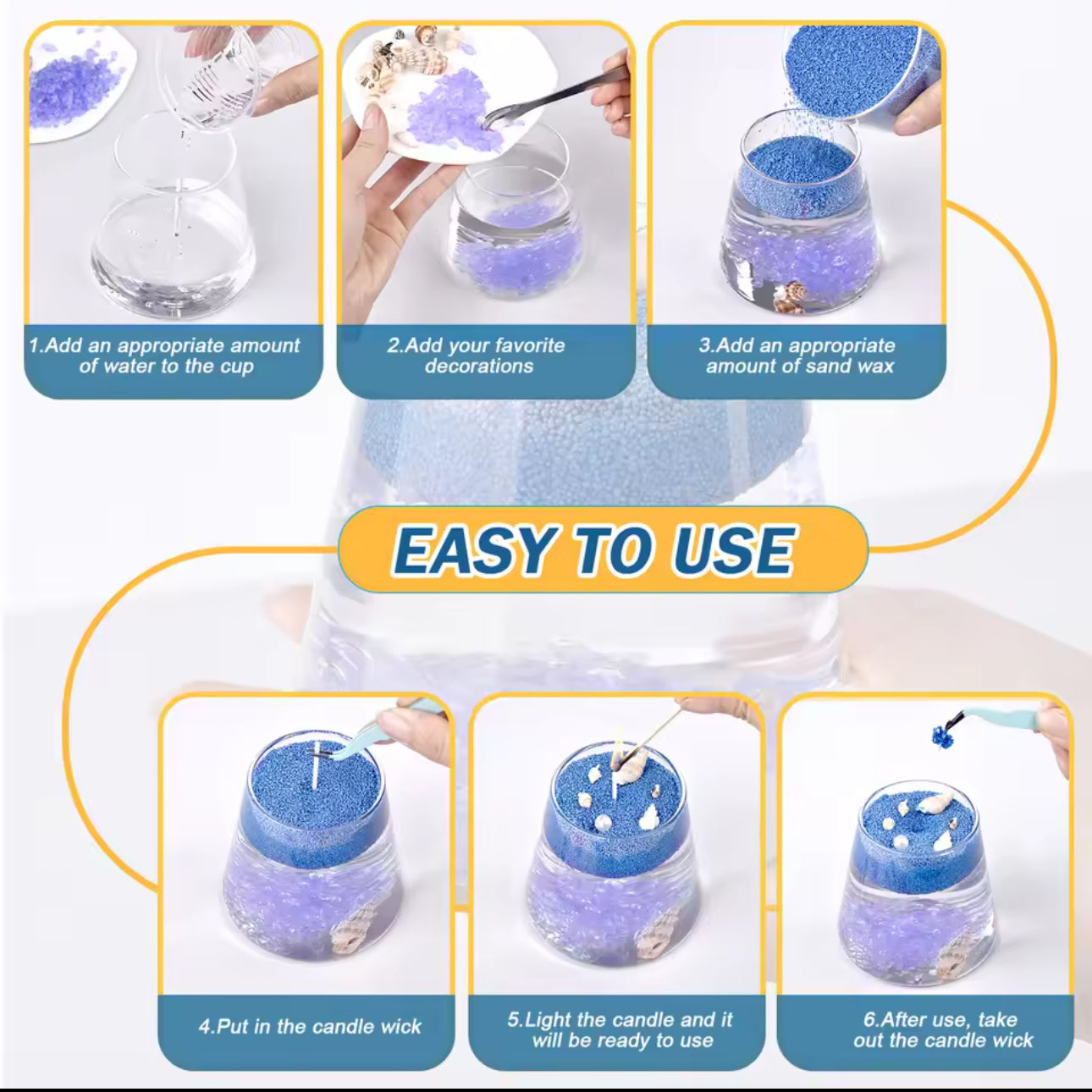 Refillable sand candle wax + 15 Wicks