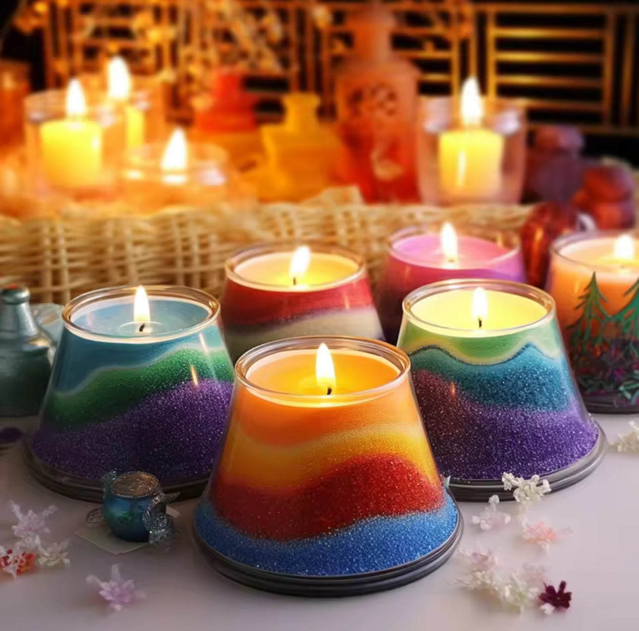 Refillable sand candle wax + 15 Wicks